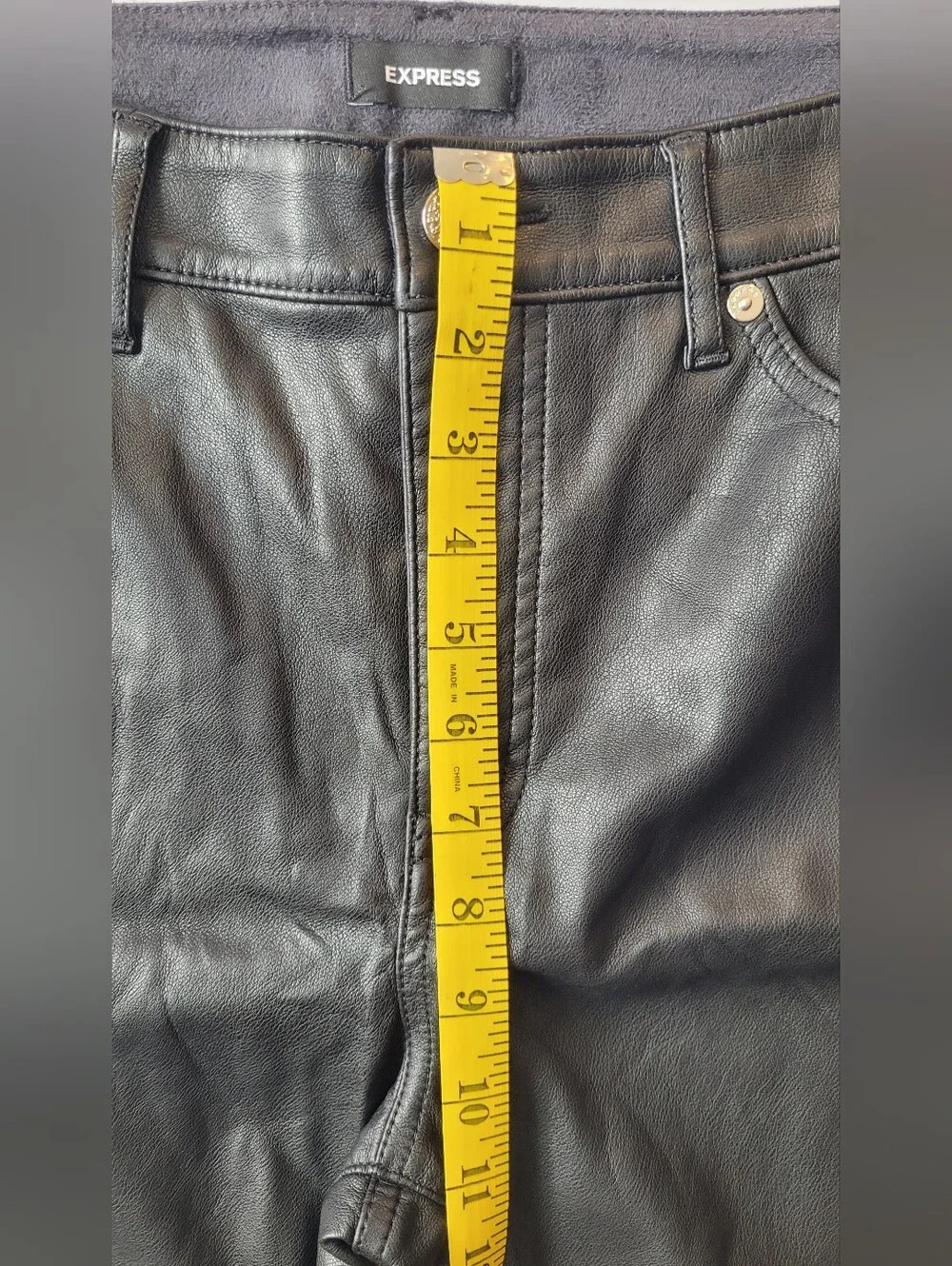 Express Black Faux Leather Cropped Flare Pants High Rise - Size 8R